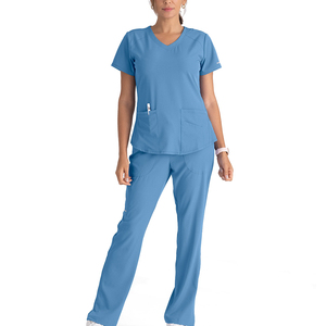 Tenues médicales d'hôpital de qualité supérieure, ensembles de blouses d'infirmière à manches longues, en toile, couleur personnalisée, unisexe, logo personnalisé - Product Image 1