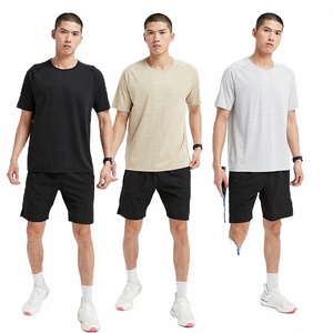 Conjunto Deportivo de Verano para Hombre, Camiseta de Manga Corta y Pantalones Cortos, Talla Grande, 2 Piezas, Casual, Poliéster/Algodón, Secado Rápido - Product Image 3