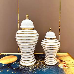 New Design Luxury <b>Vase</b> Golden, Indoor Wedding Home Decor Flower <b>Vase</b>, <b>Ceramic</b> Ginger Jar <b>Vase</b> for Hotel - Product Image 3