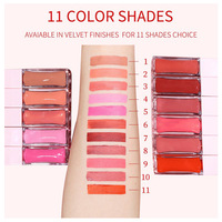 Fard à joues liquide repulpant Private Label, 11 teintes, multi-usages, teinte pour les lèvres et les joues, bouchon rose, flacon carré transparent, logo personnalisé