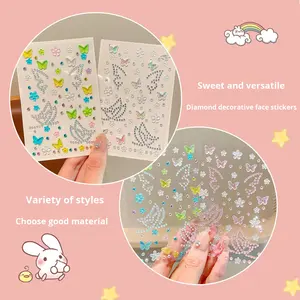 Autocollants décoratifs <span class=keywords><strong>3D</strong></span> Papillon en strass, Bijoux pour le visage, Fleurs scintillantes en cristal, Décalcomanies de maquillage corporel, Autocollants décoratifs - Product Image 3