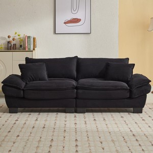 Sofá Cama Loveseat Moderno de Corduroy con Asientos Profundos, Convertible, con Cojines Tapizados para Sala de Estar, Dormitorio, Hotel, Villa - Product Image 1