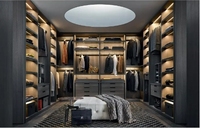 Nouveau design de porte en verre italien armoire de chambre à coucher placard personnalisé organisateur de vêtements à led de luxe armoire de rangement