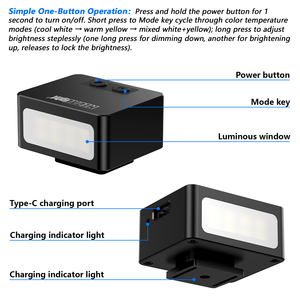 MEDALight Mini Lámpara de Bolsillo, <span class=keywords><strong>Luz</strong></span> de Video con Soporte de Zapata Fría, Luces para Cámara para DJI, Accesorios para Cámaras de Acción - Product Image 2