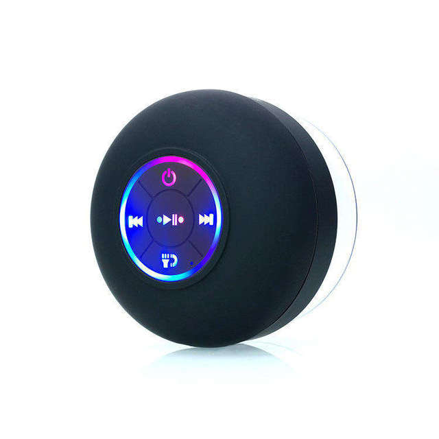Home Bathroom Portable LED Speaker with Suction Cup Wireless USB Rechargeable Charging Waterproof Audio Speaker