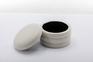 Puf otomano de almacenamiento redondo multifuncional Taburete tapizado moderno con tapa extraíble - Product Image 5