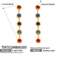 Vente en gros de colliers et boucles d'oreilles en acier inoxydable plaqué or 18 carats avec zircon coloré, bijoux pour femmes