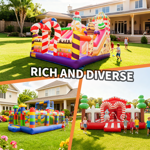 Château gonflable sur le thème de Noël commercial, décoration en forme de canne à sucre, aire de jeux pour enfants en plein air, matériau PVC, installation facile, couleur personnalisée - Product Image 5