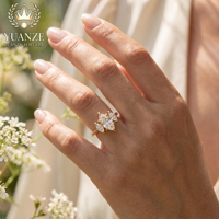 Vente en gros d'anneaux en argent S925 plaqués or 18 carats avec trois pierres en moissanite, pour femmes, fiançailles, mariage, bijoux fins