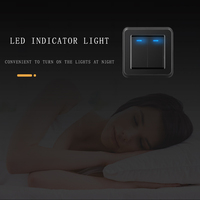 NOVSKI Interrupteur mural simple et moderne à bouton-poussoir double pôle 2 voies avec indicateur LED 250V
