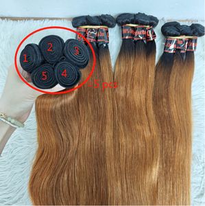 Letsfly Paquetes de Cabello Humano Liso de 28 Pulgadas, Natural y 1B/30 #   Extensiones de Cabello Virgen Brasileño 100% Natural, 20 Piezas, 1 kg, en Stock, Venta al Por Mayor - Product Image 3