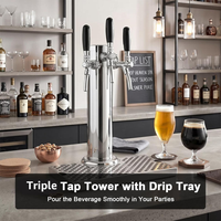 Kegerator à 3 robinets réglables avec bac de récupération de bière en acier inoxydable, tour de distribution préinstallée et pièces de kegerator pour brassage maison
