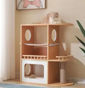 Hot Sale Play Wooden Cat Cage Wood Indoor Pet House Hiding Place Condo With Wholesale Price