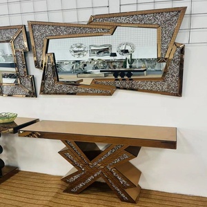 <span class=keywords><strong>Table</strong></span> <span class=keywords><strong>console</strong></span> <span class=keywords><strong>extensible</strong></span> moderne en verre rond pour salon, chambre, atelier, salle à manger, usage domestique ou hôtelier - Product Image 3
