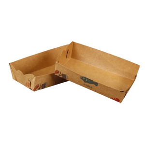 Bandeja de almacenamiento de alimentos desechable ecológica personalizada SGP lámina UV Advantage con diseño en relieve estilo de bandeja de barco de papel de arte reciclado - Product Image 4