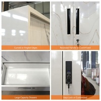 Armoire en acier à 3 portes avec tiroir, moderne, légère, pour dressing, meuble de rangement personnalisé imprimé