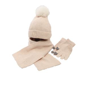 Logotipo personalizado Moda Invierno Gorro de punto Forro polar Twist Stripes Negro Rojo Blanco Amarillo Bufanda Sombrero Guante Conjuntos para niños - Product Image 3