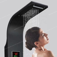 Ensemble de pommeau de douche à main haute pression intelligent Robinets thermostatiques Jet de massage doux Modèles de pulvérisation Chrome brossé pour salle de bain
