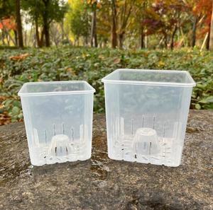 ใหม่สแควร์พลาสติกใสขายส่งดอกไม้กล้วยไม้หม้อกระถางกล้วยไม้ที่มีรูล้างกระถางกล้วยไม้หลุมตะกร้าพลาสติกใส - Product Image 6