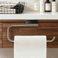 Support mural gain de place DaS pour rouleaux de cuisine, porte-serviettes amovible sans perçage pour porte d'armoire et organisation des serviettes de salle de bain