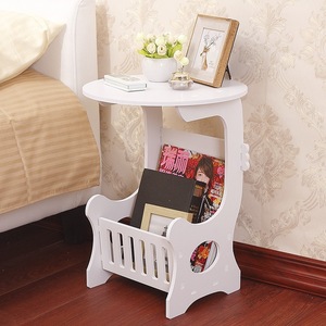 Mini Round Bedside Table White Wood <b>Storage</b> <b>Cabinet</b> Coffee Table <b>Bedroom</b> Side Table - Product Image 1