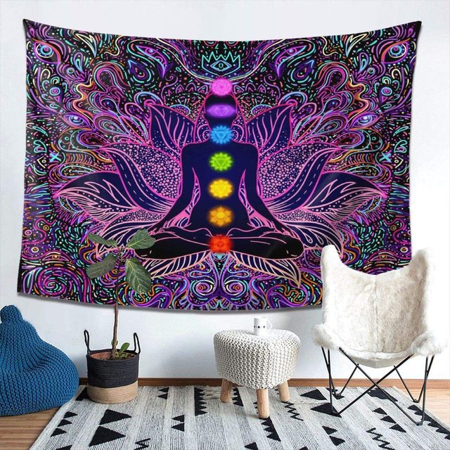 Wall Tapestry European American Bohemian Psychedelic Style Mandala Background ClothDigital Printing Foreign Tapestry