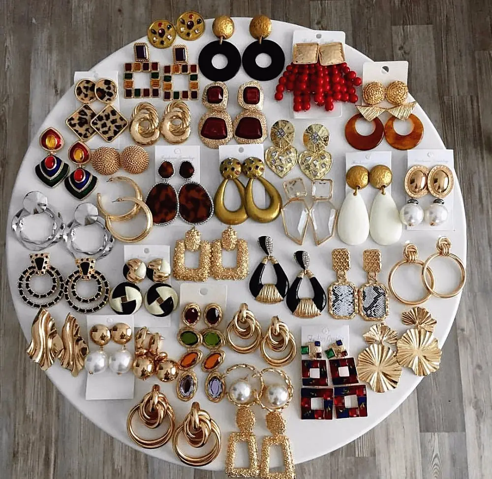 80 Mẫu Thiết Kế Nhiều Màu Hợp Kim Antique Drop ZA Earrings Đối Với Phụ Nữ Vàng Màu Kim Loại Châu Âu Và Mỹ Bông Tai Trang Sức