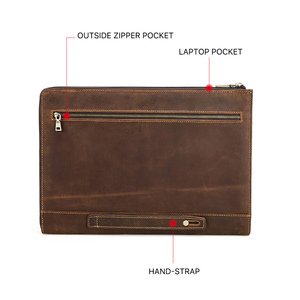 En stock, sacoche pour <span class=keywords><strong>ordinateur</strong></span> portable en cuir véritable rétro de 14 <span class=keywords><strong>pouces</strong></span>, sacoche pour <span class=keywords><strong>homme</strong></span> de couleur café brun, grande capacité pour Mac Pro M1 - Product Image 5