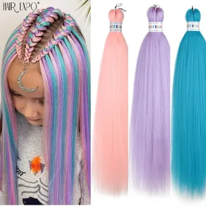 26Inch Easy <b>Braids</b> Hair Synthetic Colourful Pre Stretched Braiding Hair Extensions Jumbo <b>Braids</b> Ombre Yaki Long Straight Hair - Product Image 1