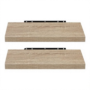 Modern Natural Wood Double Tier <b>Wall</b> <b>Mounted</b> Floating <b>Shelves</b> for Bathroom and Living Room - Product Image 2