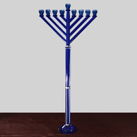 Candélabre de Hanouka à 9 bras en cristal bleu MH-TZ0546