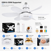 Ventilateur de plafond LED avec lumière, douille E27, télécommande, variateur d'intensité, 3 couleurs, petit ventilateur de plafond pour chambre à coucher, maison