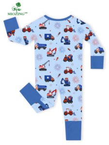 Pyjamas personnalisés Miozing pour <span class=keywords><strong>bébé</strong></span>, collection Fête de l'Indépendance, vente en gros, pyjamas <span class=keywords><strong>bébé</strong></span> extensibles 4 directions en bambou, pyjamas à pieds en bambou pour tout-petits - Product Image 3