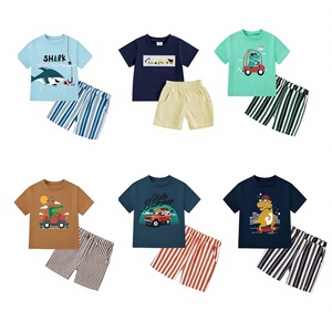 Conjunto de Ropa Infantil de Algodón de Primera Calidad Hecho en Guangdong, Ligero, Delgado, Informal, para Verano, Unisex, para Niños Pequeños, TZ-047 - Product Image 1