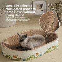 Griffoir pour chat en carton extra large à bords larges, avec nid intégré, résistant à l'usure et aux griffures, en carton, Noël