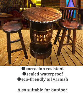 Custom Vintage Outdoor Backyard High Counter Wooden Beer Wine Barrel Bar <b>Table</b> and <b>Stools</b> Unit Sport Wooden Wine Barrel Bar - Product Image 5