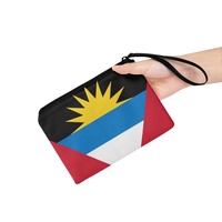Dompet Koin Mini Berresleting Motif Bendera Antigua, Kantong Penyimpanan Kartu dan Uang Receh Portabel dari Kanvas Poliester untuk Perjalanan Wanita