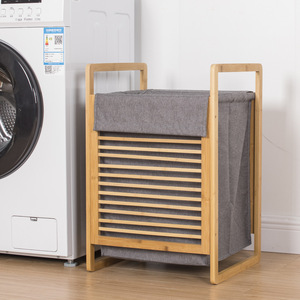 Clothing Organizer <b>Laundry</b> Basket Rectangle Gray And White Detachable <b>Standing</b> Type For <b>Laundry</b> Room - Product Image 1