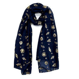 Sciarpa Lunga in Cotone con Design a Conchiglia e Foglia d'Oro 70x180Cm Fulars - Product Image 1