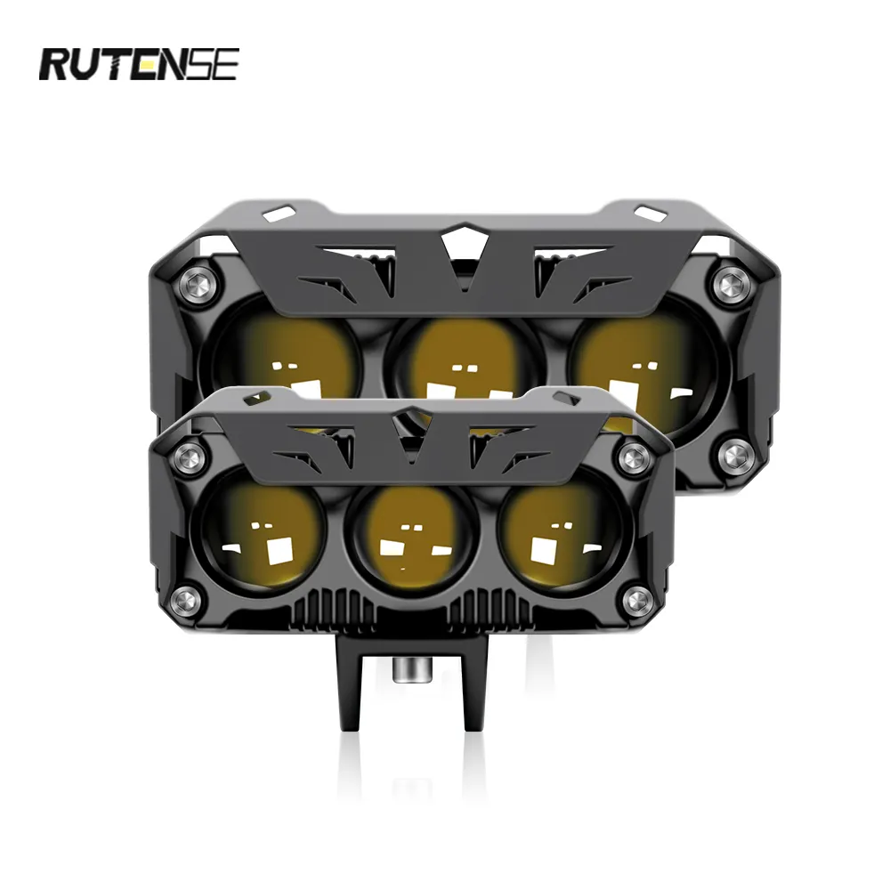 RUTENSE بالجملة دراجة نارية مصابيح led الأمامية مزدوجة اللون led عالية منخفضة شعاع led دراجة نارية مصابيح الضباب LED الأضواء