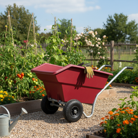Brouette basculante en acier de 125 L, chariot de jardin junior robuste, outil manuel haute productivité pour le béton, la terre, le sable, le paillis et l'agriculture