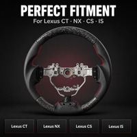 Volant en cuir perforé en fibre de carbone pour Lexus CT/NX/CS/IS, fond plat, design profond, course sur circuit, OEM ODM personnalisé