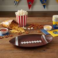 Plateau de service divisé en mélamine de qualité alimentaire, motif ballon de football américain, pour les jours de match, les soirées sportives, les fêtes, les traiteurs et les réceptions.