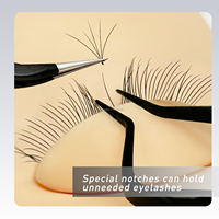 Pince à Épiler d'Isolation pour Extensions de Cils Noire Pointue en Acier Inoxydable de Volume, Vente en Gros, Logo Personnalisé, Marque Privée