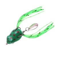 Leurre miniature grenouille à motif de points avec lame rotative, appât creux de surface, jupe en silicone et hameçons anti-herbe pour poisson-âne et achigan
