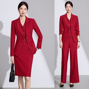 LadySElite Women's Dark Blue Suit Set Full Sleeve Polyester Worsted Anti-Wrinkle Office Lady Formal Wear Short Skirt - Product Image 2