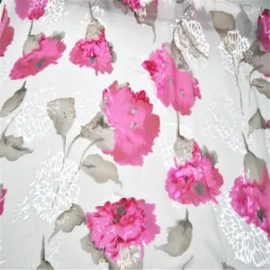 Soft Popular Print Big Vintage Flower Design Opal Silk Burn Out Tecido para Girl Dress com desconto