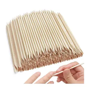 100 pièces en bois dissolvant de vernis à ongles bâton cuticule poussoir bois Orange bois bâton ongles pour manucure pédicure outil