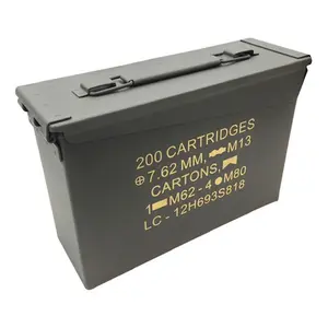 Boîte de munitions en métal vert Olive étanche boîte de munitions M19A1 30 Cal M2A1 boîte de munitions 50 boîte de rangement de munitions