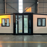 Maison conteneur préfabriquée à double aile extensible à installation rapide, abri d'urgence, unité d'hébergement temporaire pour les secours en cas de catastrophe